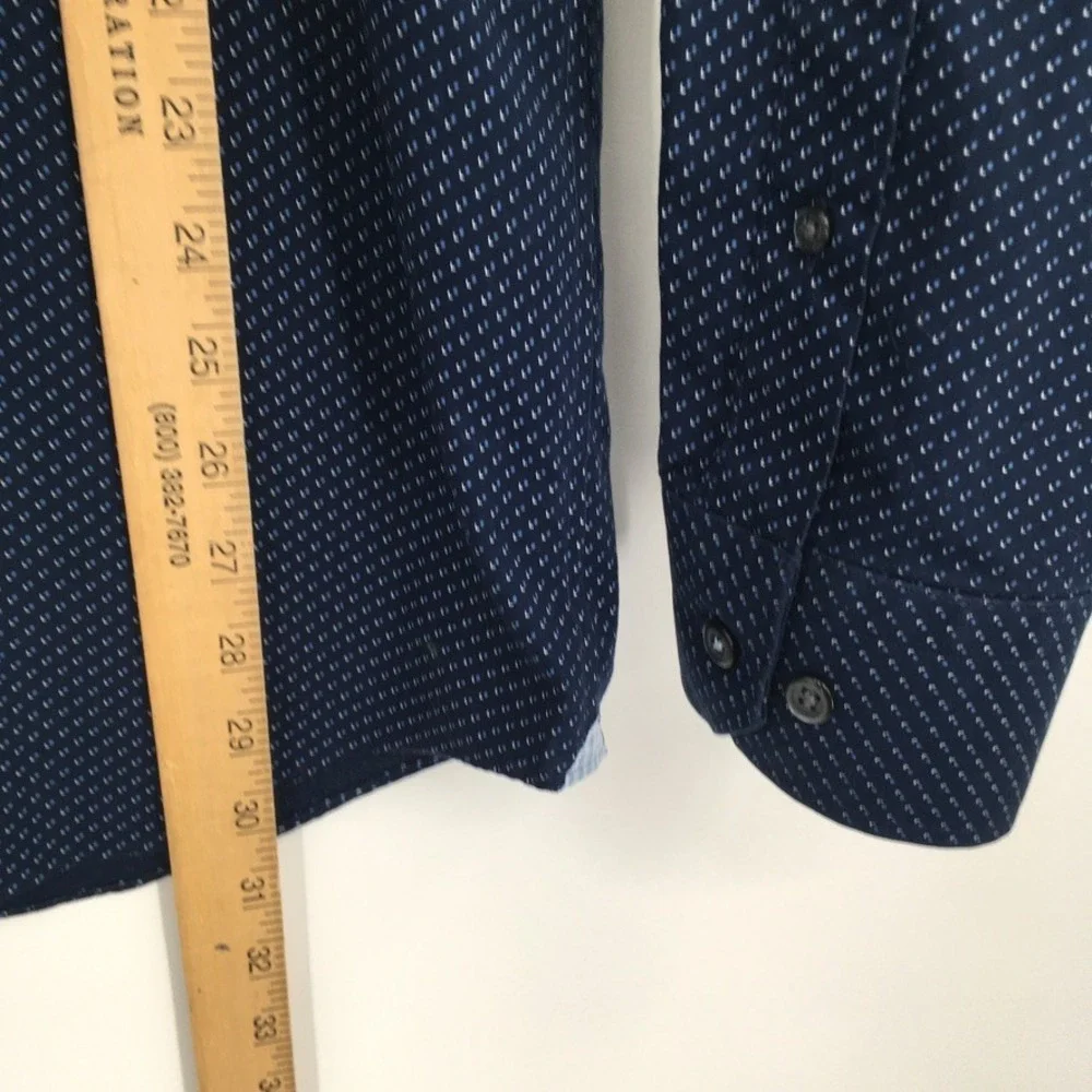 Banana Republic Grant Fit Button Down Shirt Mens L Blue Floral No Iron Stretch